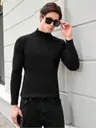 Men Striped High Neck Wool Blend T-Shirt