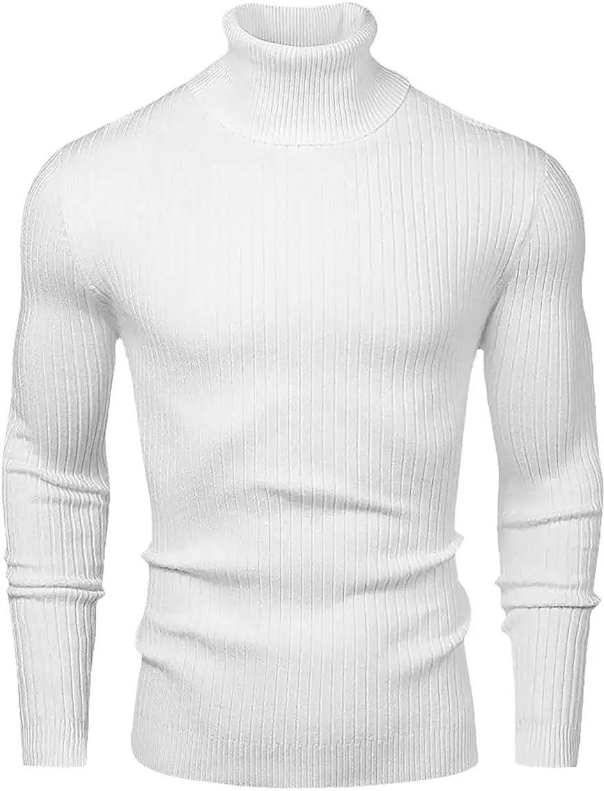 Men Striped High Neck Wool Blend T-Shirt - Image 4