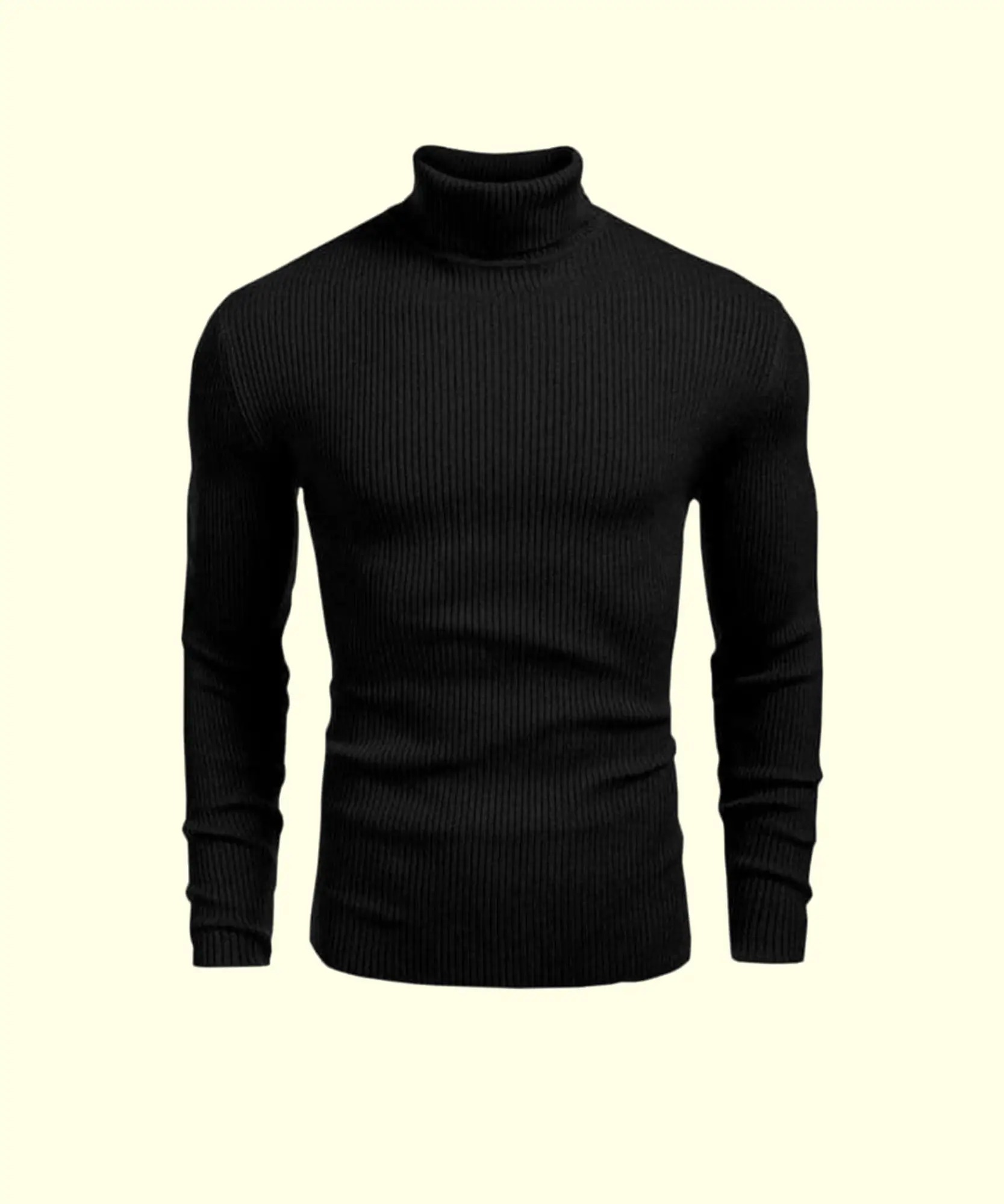 Men Striped High Neck Wool Blend T-Shirt - Image 7