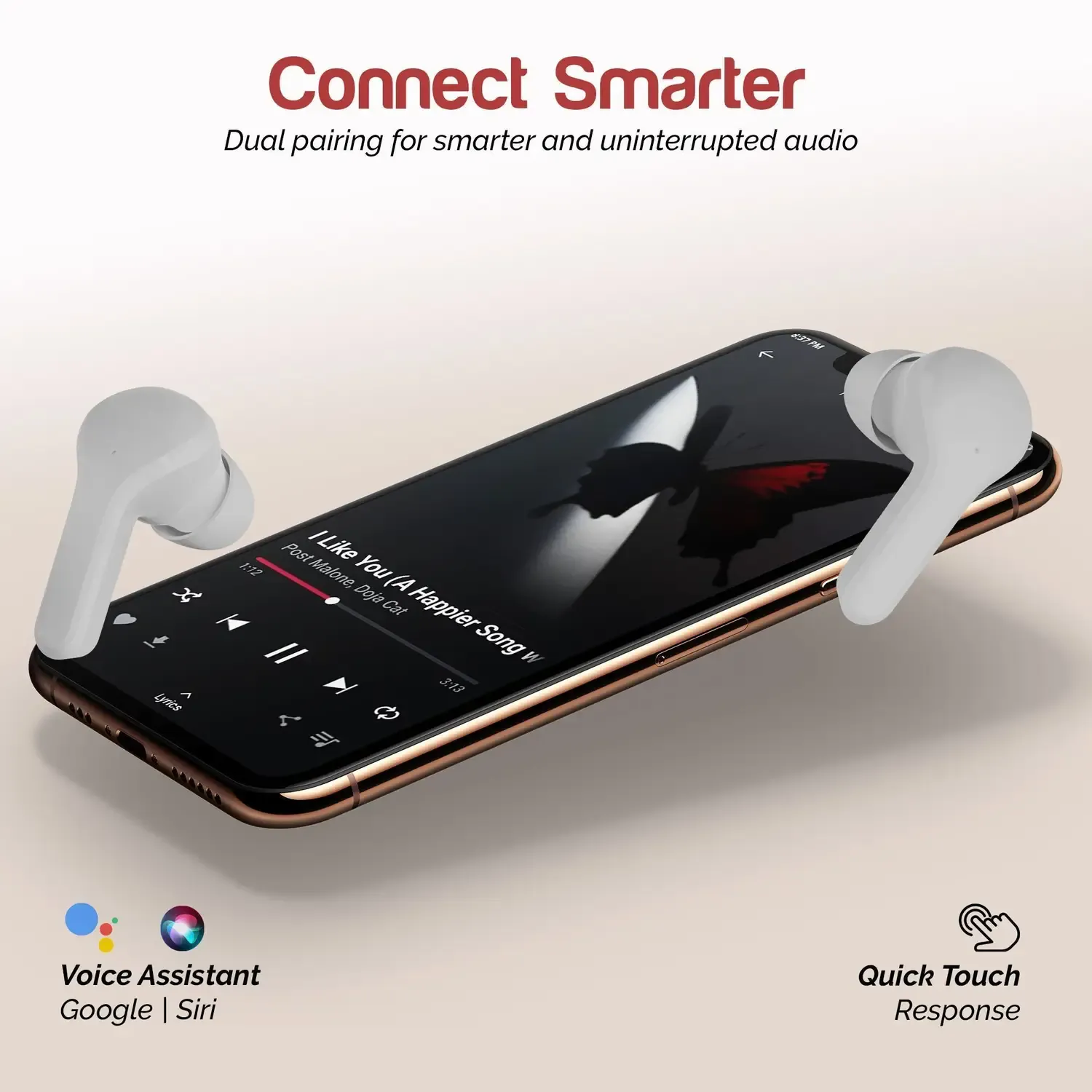 Caidea TW301 Blogger Upto 40H Playtime*,ENC,Dual Pairing Fast Charging Wireless Earbuds Bluetooth - Image 3