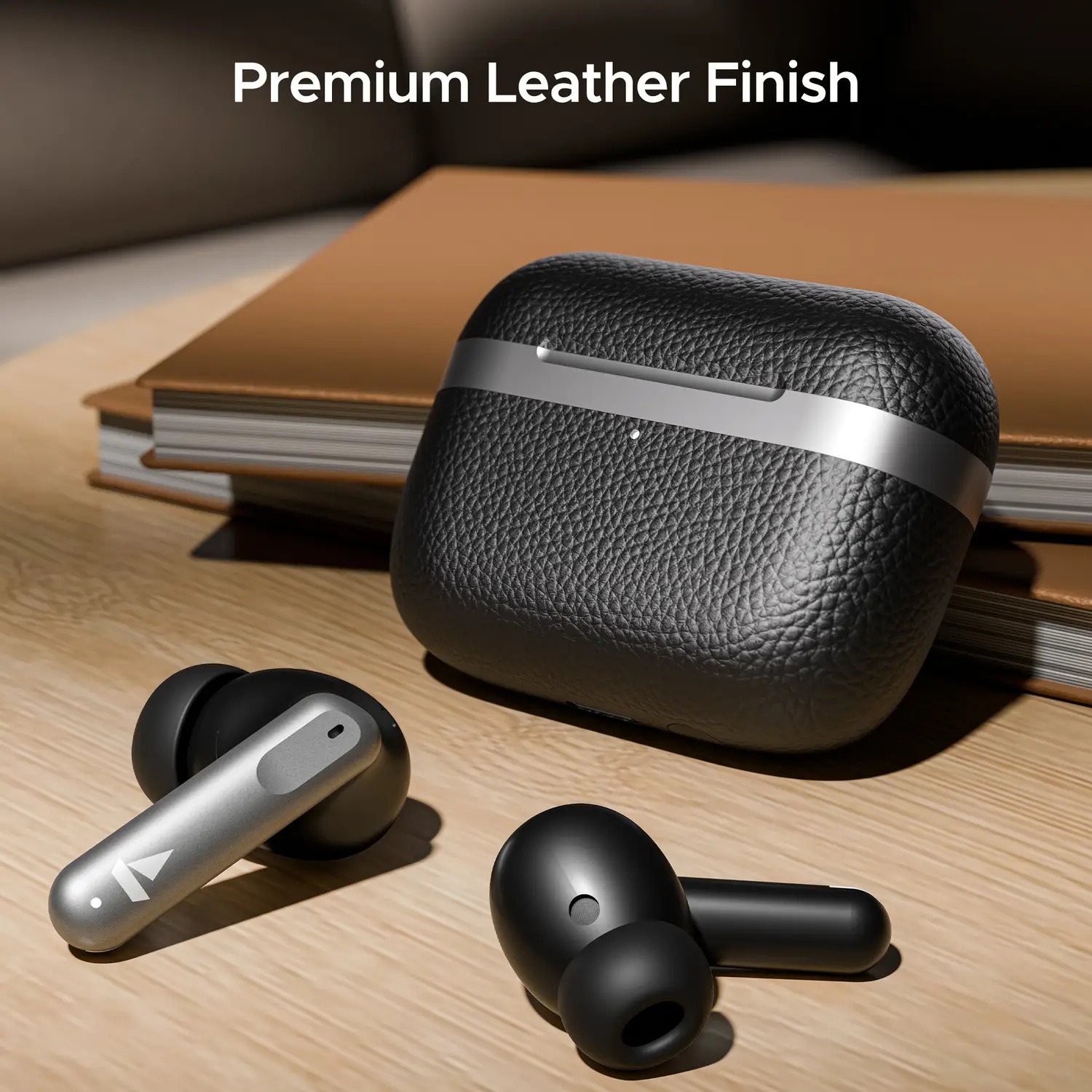 boAt Airdopes 111v2, Leather Finish,4Mics ENx, Stream Ad Free Music via App Support Bluetooth (Classic Black, True Wireless) - Image 4